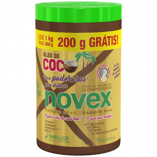 6841 - Novex óleo de coco 1kg 200g grátis 